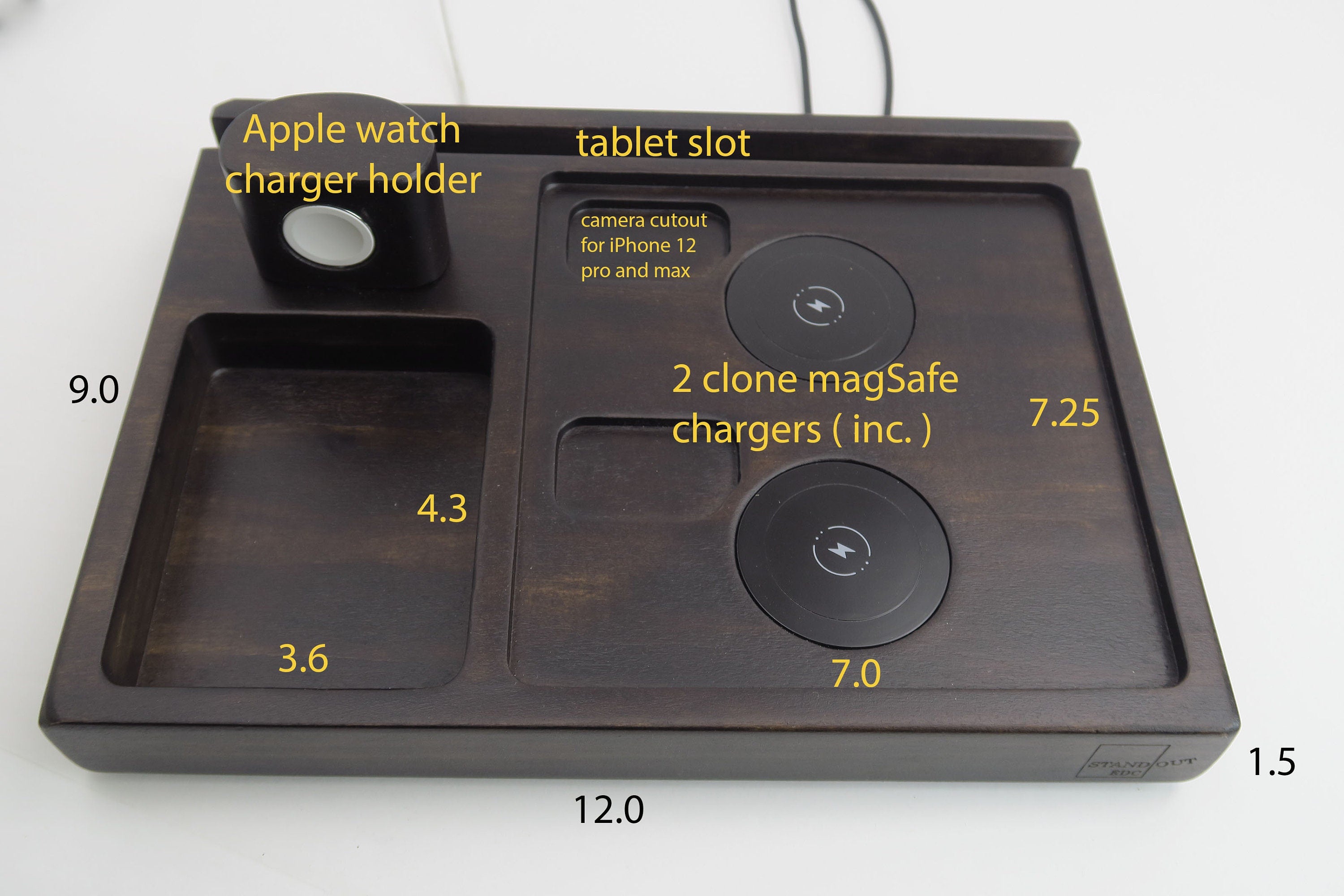 Wireless Charging Station with 2 clone MagSafe chargers - Tablet Holder Standout EDC