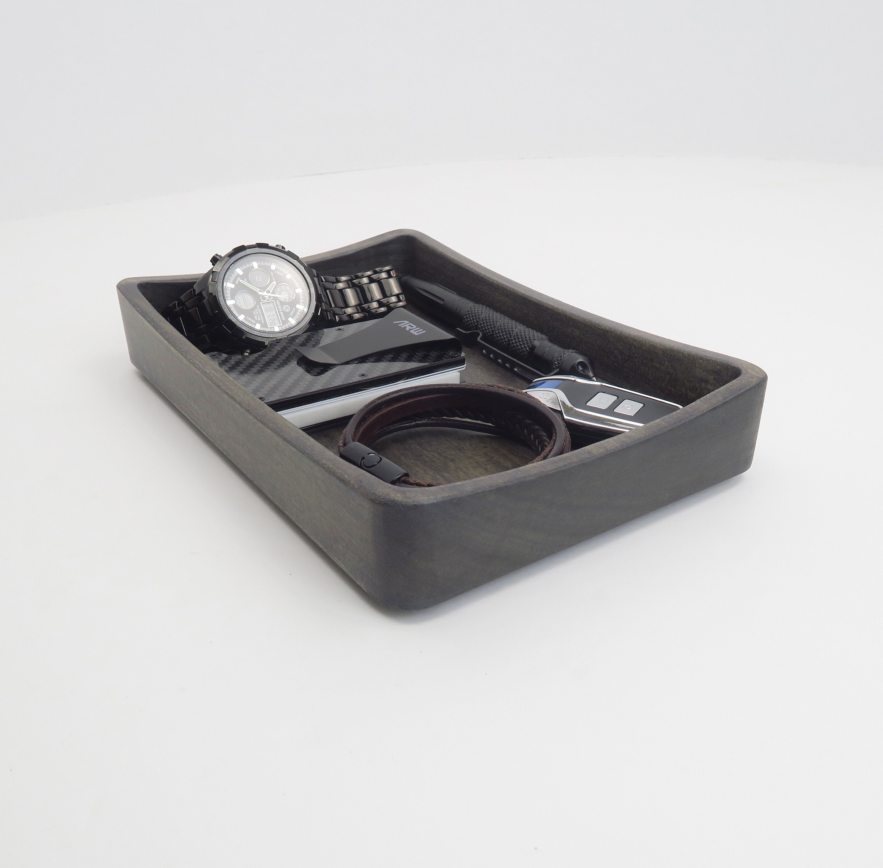 Personal Valet tray,   Wood tray , Charging Station Men, Charging  Standout EDC