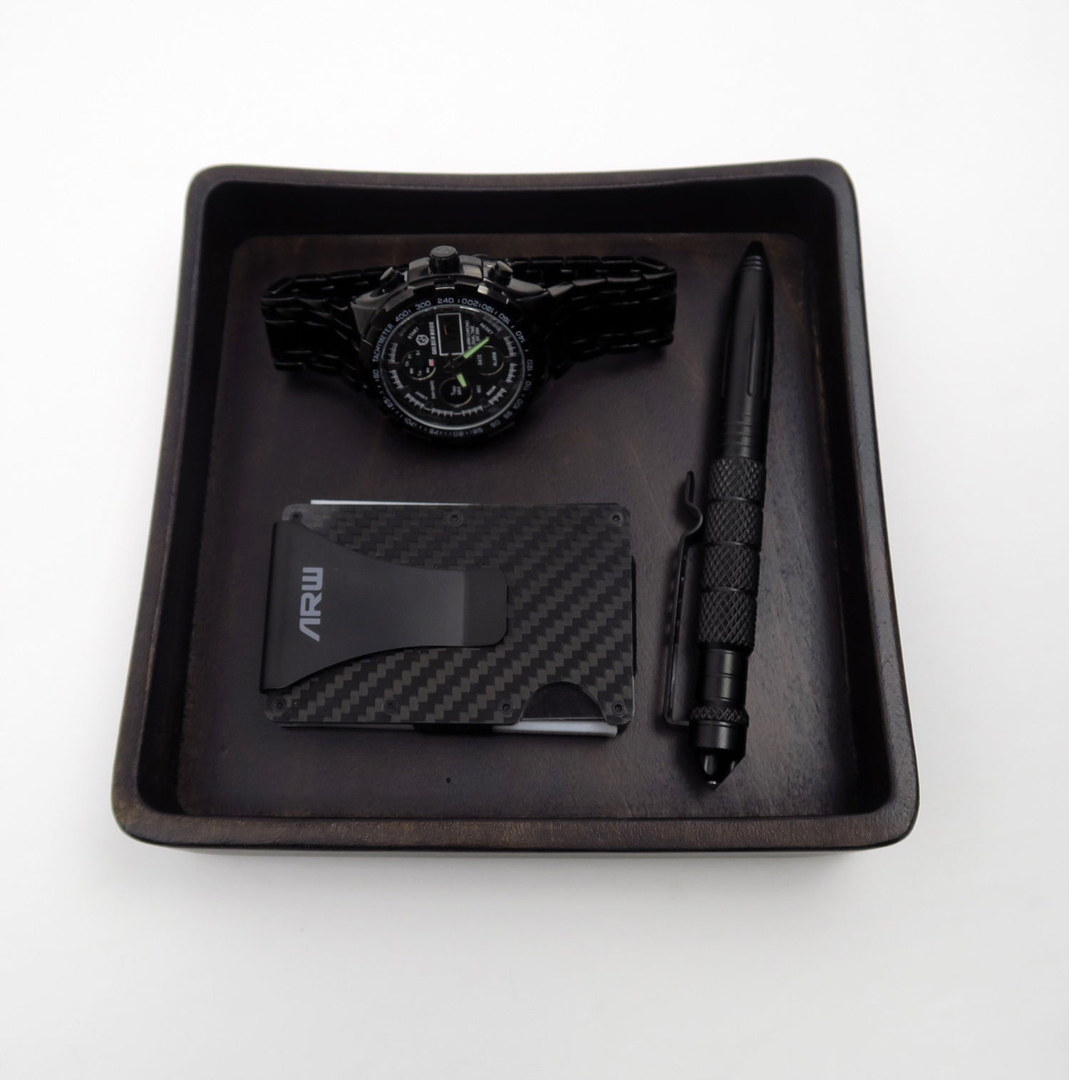 Personal Valet tray,   Square Wood tray , Charging Station Men, iPhone  Standout EDC