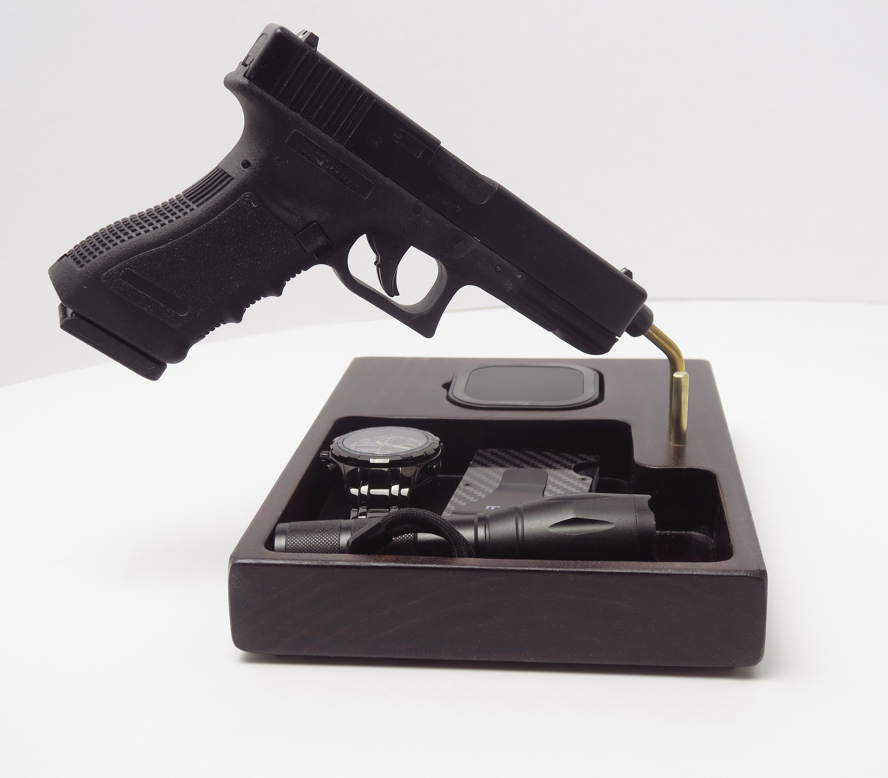 Personalized gift, Gun holder, Qi Docking Station for gun, wireless Standout EDC