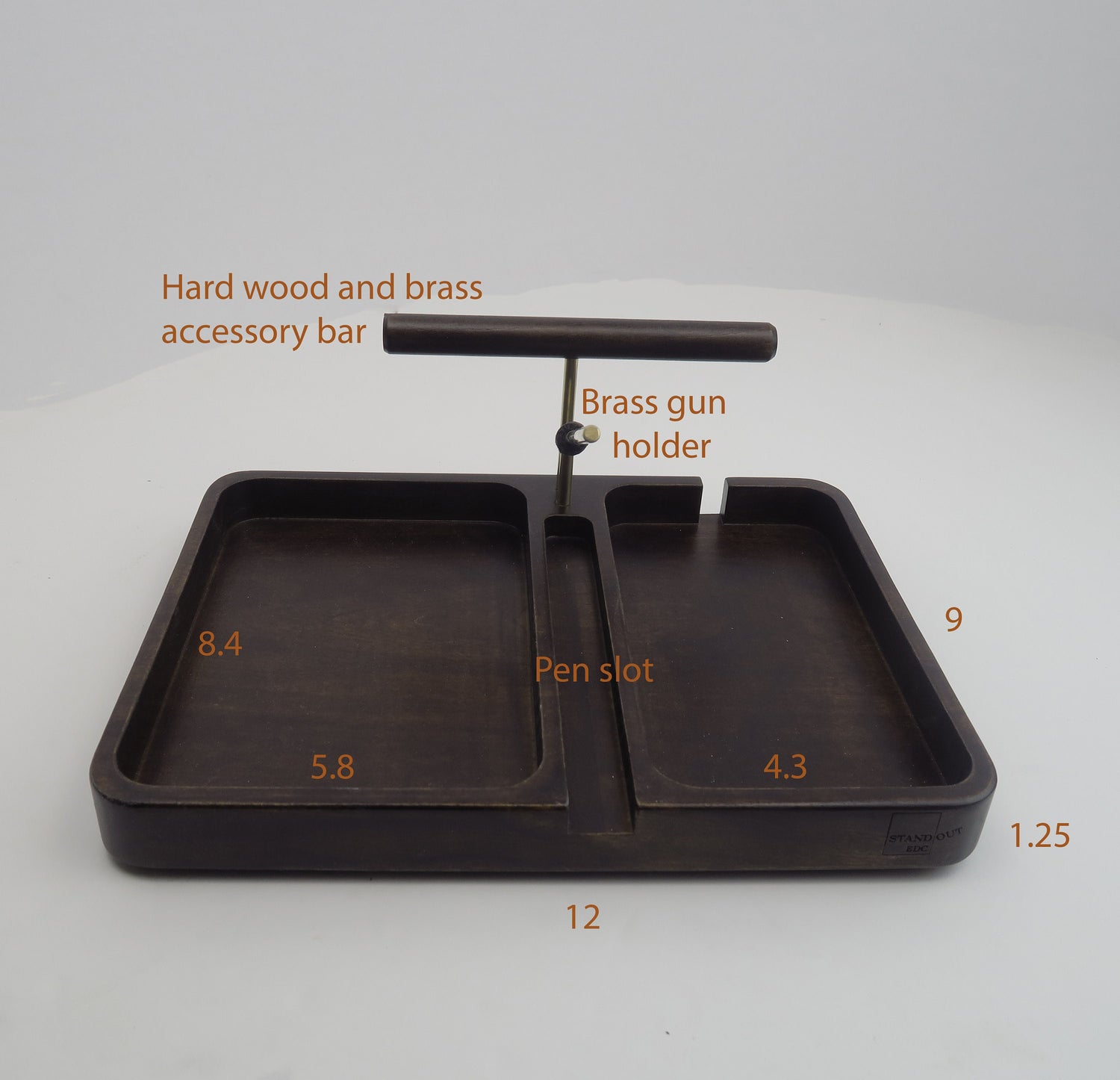 Fathers day gift, organizer with accessory bar , Station for gun, bedside table  Standout EDC