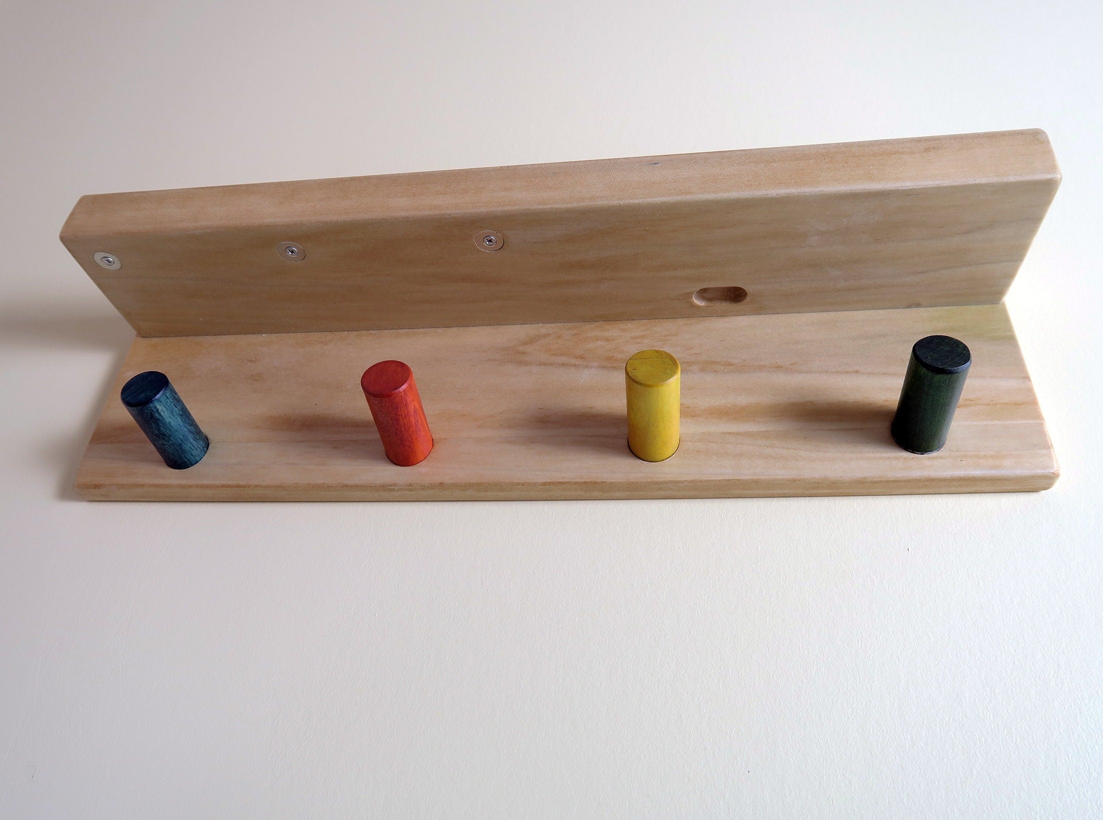 Gift for Valentine Day, Shelf with colored Hooks, Wall Organizer with Hooks /Mail, Wood Wall Charging Station Organizer, key magnet Standout EDC