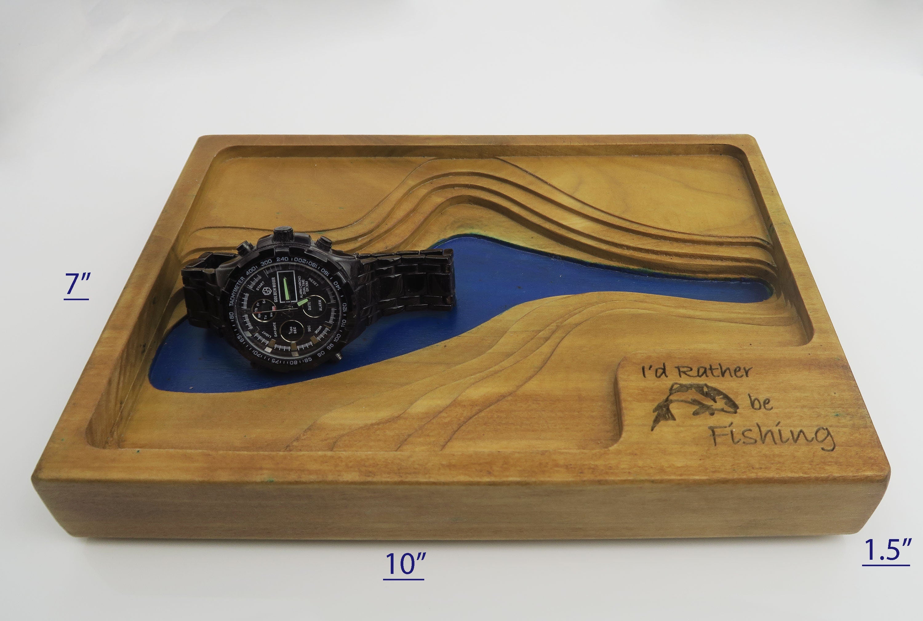 Topographic Wooden Organizer Fishing Gift for Fisherman, fish trophy, Present for fishing lover, Gift For Him, Gift For Her, Fishing present