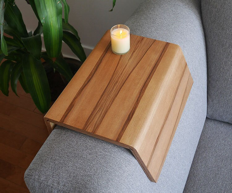 Angled couch arm table/ Angled sofa table, sofa shelf, couch shelf, couch  Standout EDC