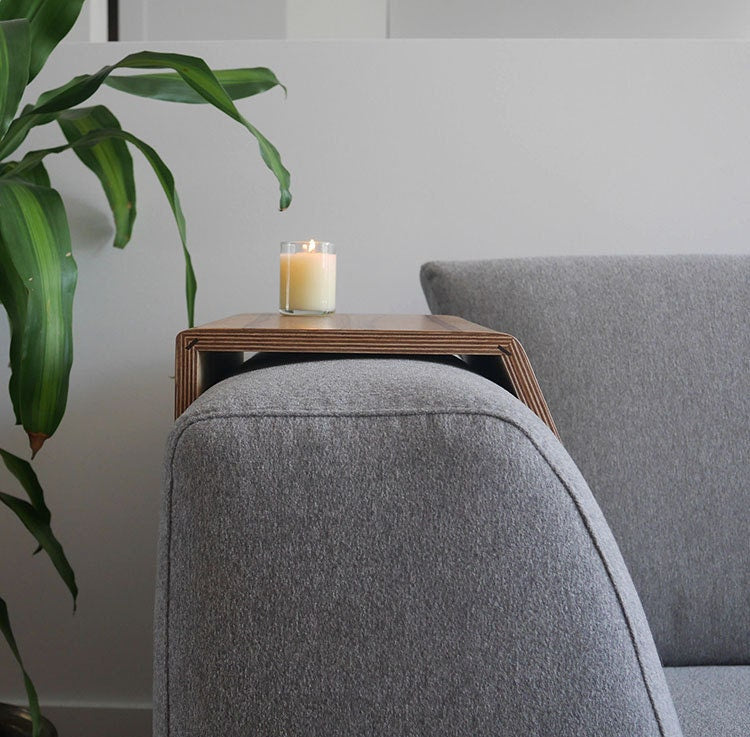 Angled couch arm table/ Angled sofa table, sofa shelf, couch shelf, couch  Standout EDC