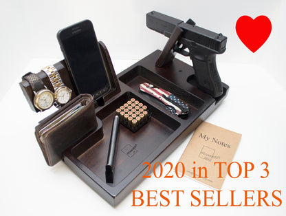 Gift for Valentine Day,	DOCKING STATION - WOODEN Dock Station - Watch Organizer And Charging Station - Tech Gifts For Men - Wooden Gun Stand