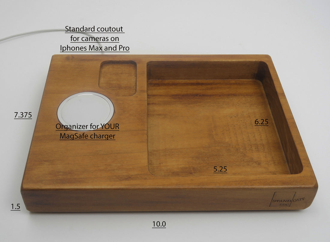 Charging Station MagSafe holder | Key And Pen Holder | Docking Station for your Apple MagSafe | Wood Charging Station Magsafe Holder  Standout EDC