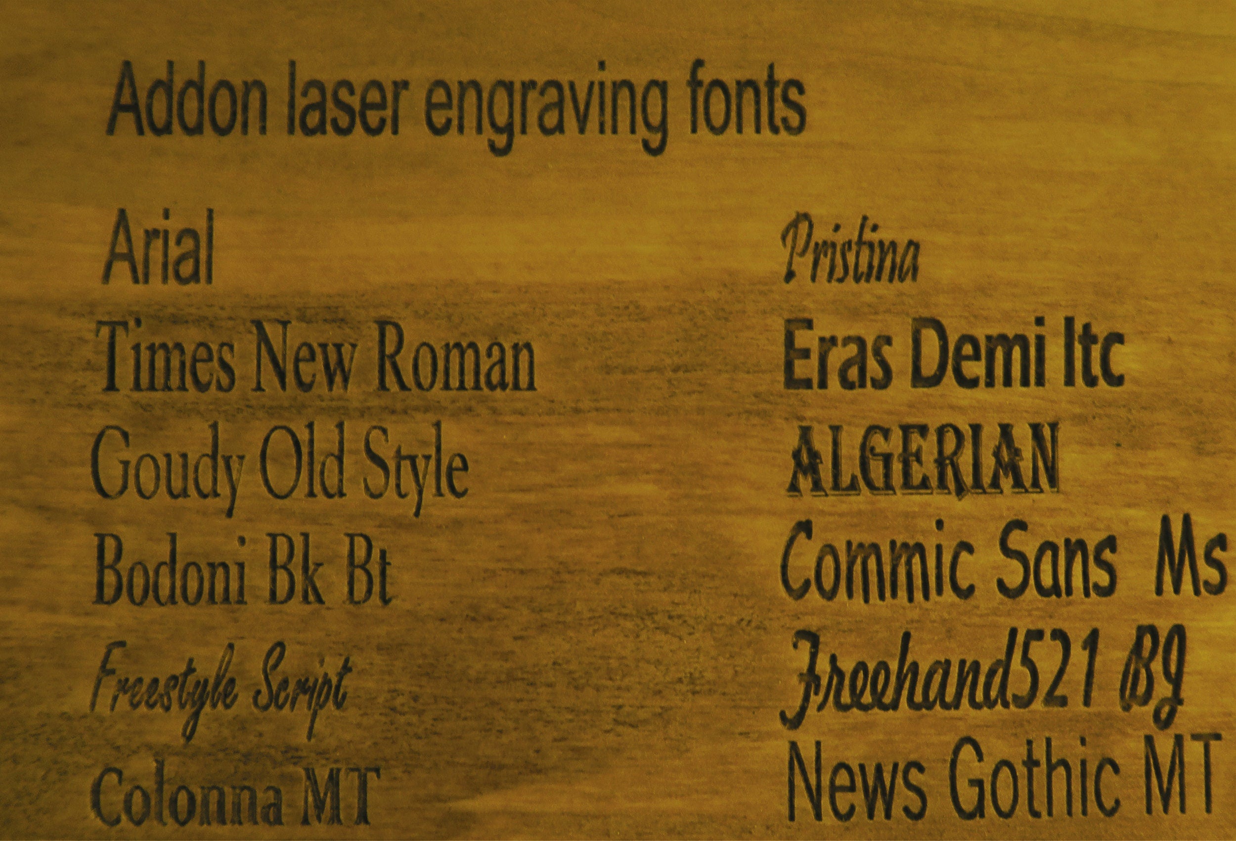 Engraving options, personalized item