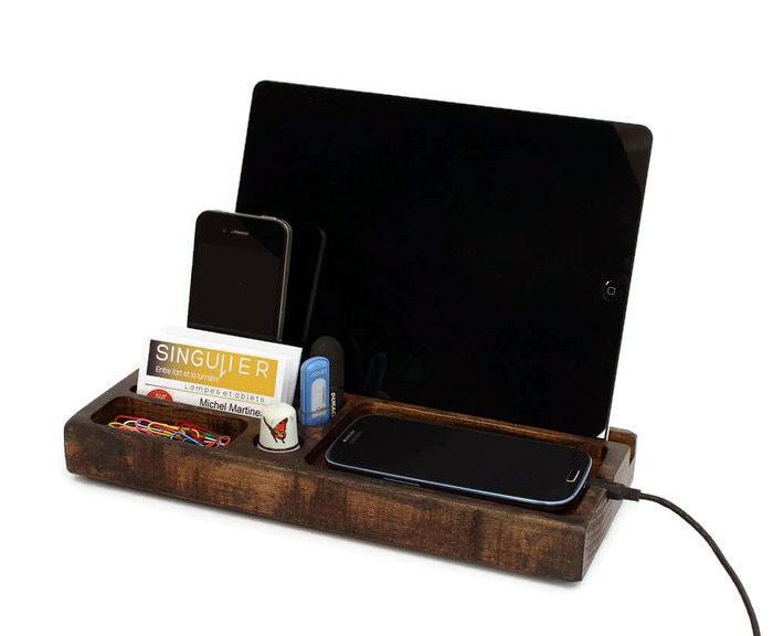 Multi Charging Station, tablet holder, Office Gifts, nightstand organizer  Standout EDC   
