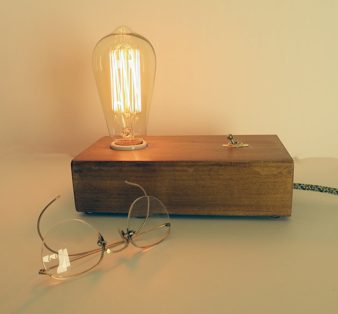 Rustic Table Lamp – Edison Bulb Lamp – Handmade Wooden Lamp – Industrial  Standout EDC   