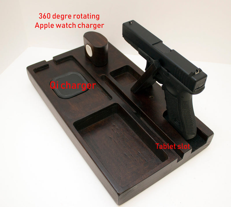 Personalized Gift ,  Gift Idea, EDC VALET tray, Charging Station with Qi charger  Standout EDC   