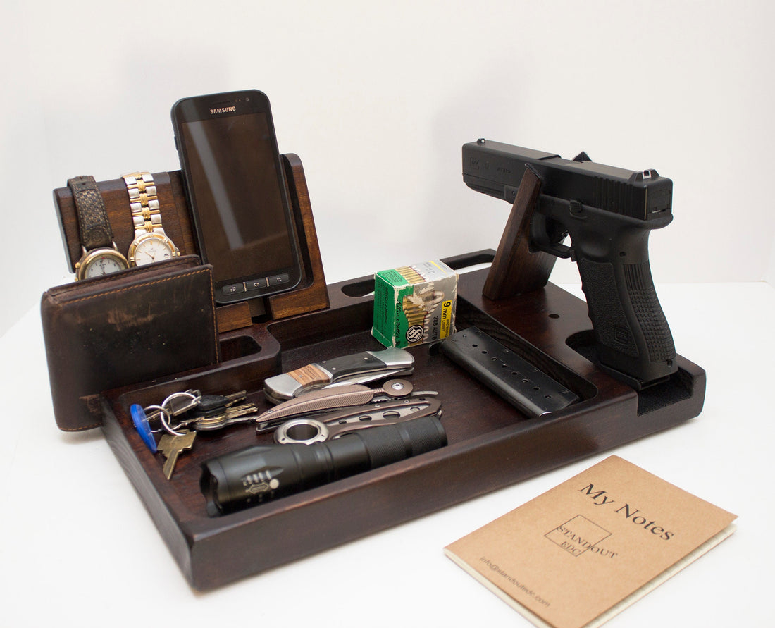 Desk Organizer – Wooden Organizer - Police Officer Gifts – Docking Station  Standout EDC