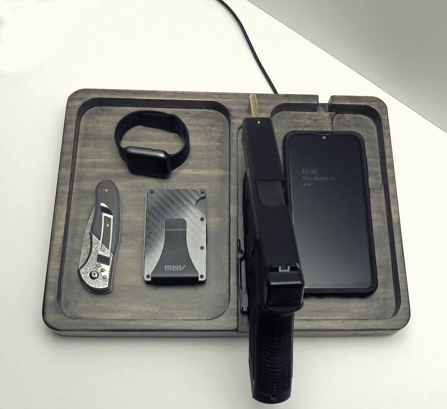 edc dump tray, headphone holder, Personalized gift for men, tech organizer  Standout EDC   