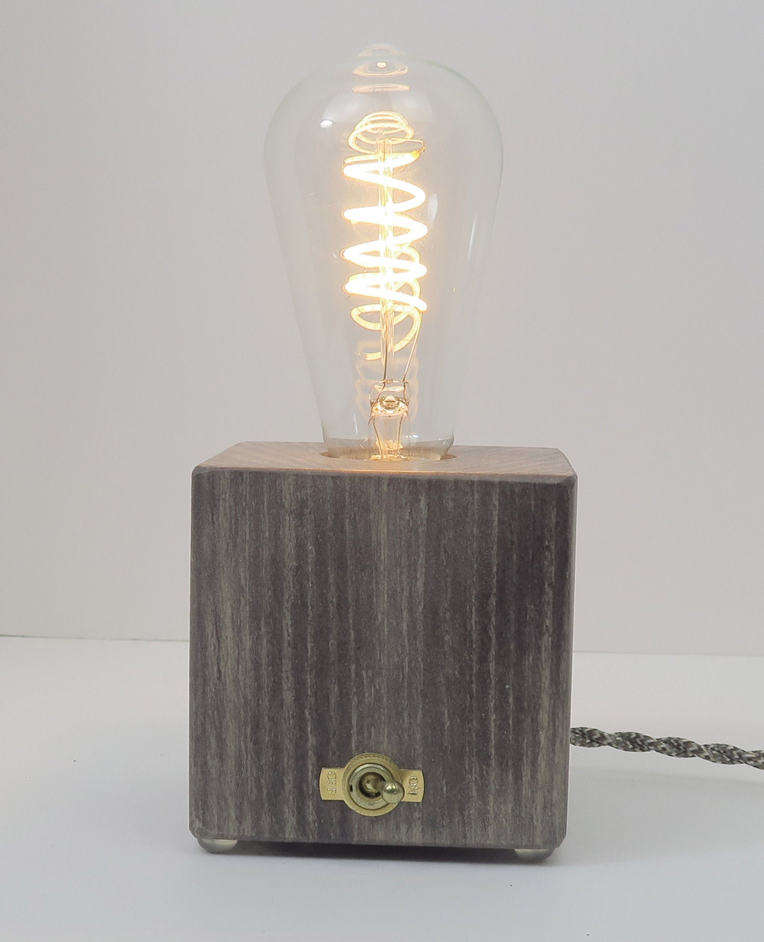 Edison Cube Lamp Wood cube Lamp Base with Edison Bulb Unique Lighting  Standout EDC   