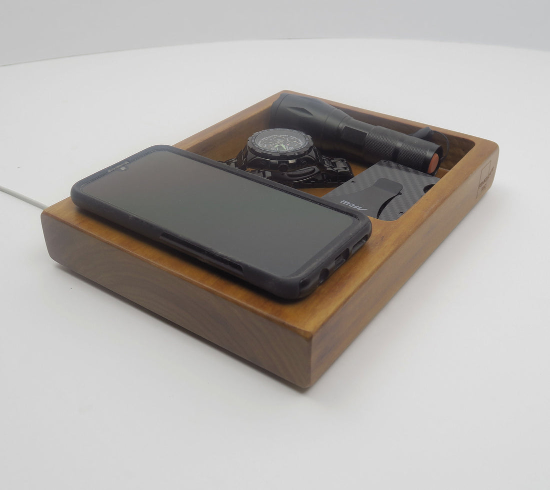 Charging Station MagSafe holder | Key And Pen Holder | Docking Station for your Apple MagSafe | Wood Charging Station Magsafe Holder  Standout EDC