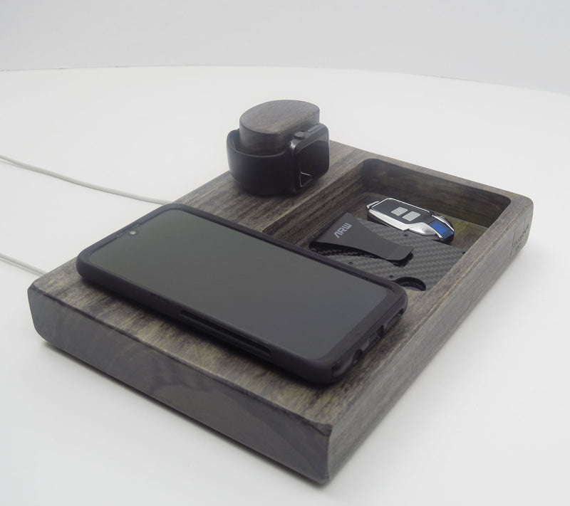 Handmade Wood Magsafe Smartphone Charging Station Features a Charming Wood Base, Tablet Organizer Docking Station, Wood Charging Station  Standout EDC   