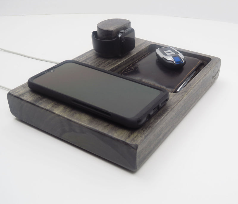 Handmade Wood Magsafe Smartphone Charging Station Features a Charming Wood Base, Tablet Organizer Docking Station, Wood Charging Station  Standout EDC   
