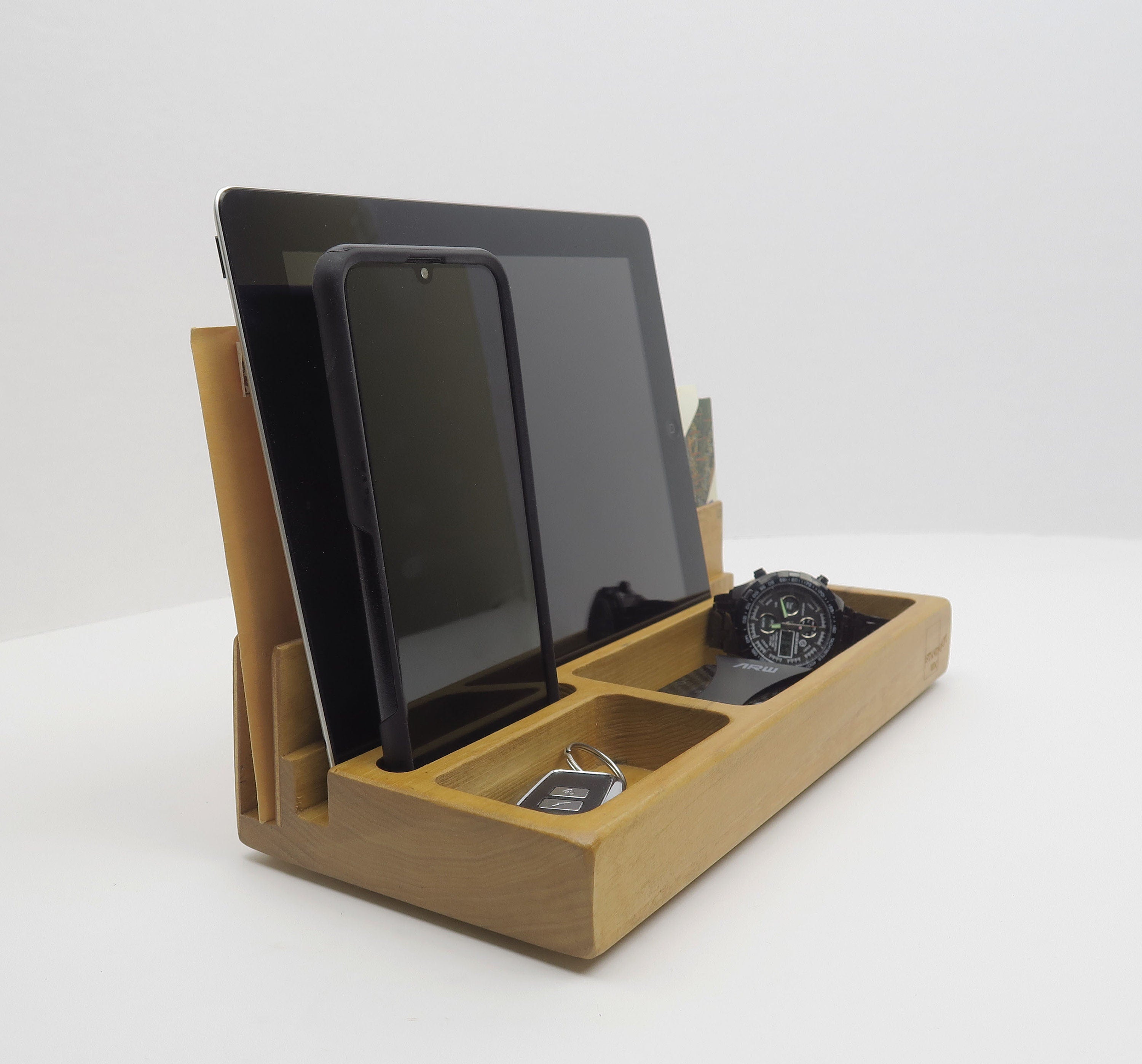Wooden Desk Organizer, Office Desk Accessories, Personalized, EDC