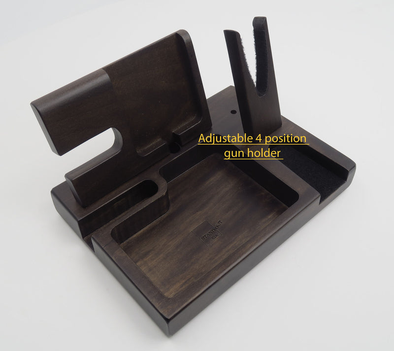 EDC organizer Docking Station for gun, Personalized gift for men, Wood Multi Charging Station Organizer, pistol, gift for men  Standout EDC   