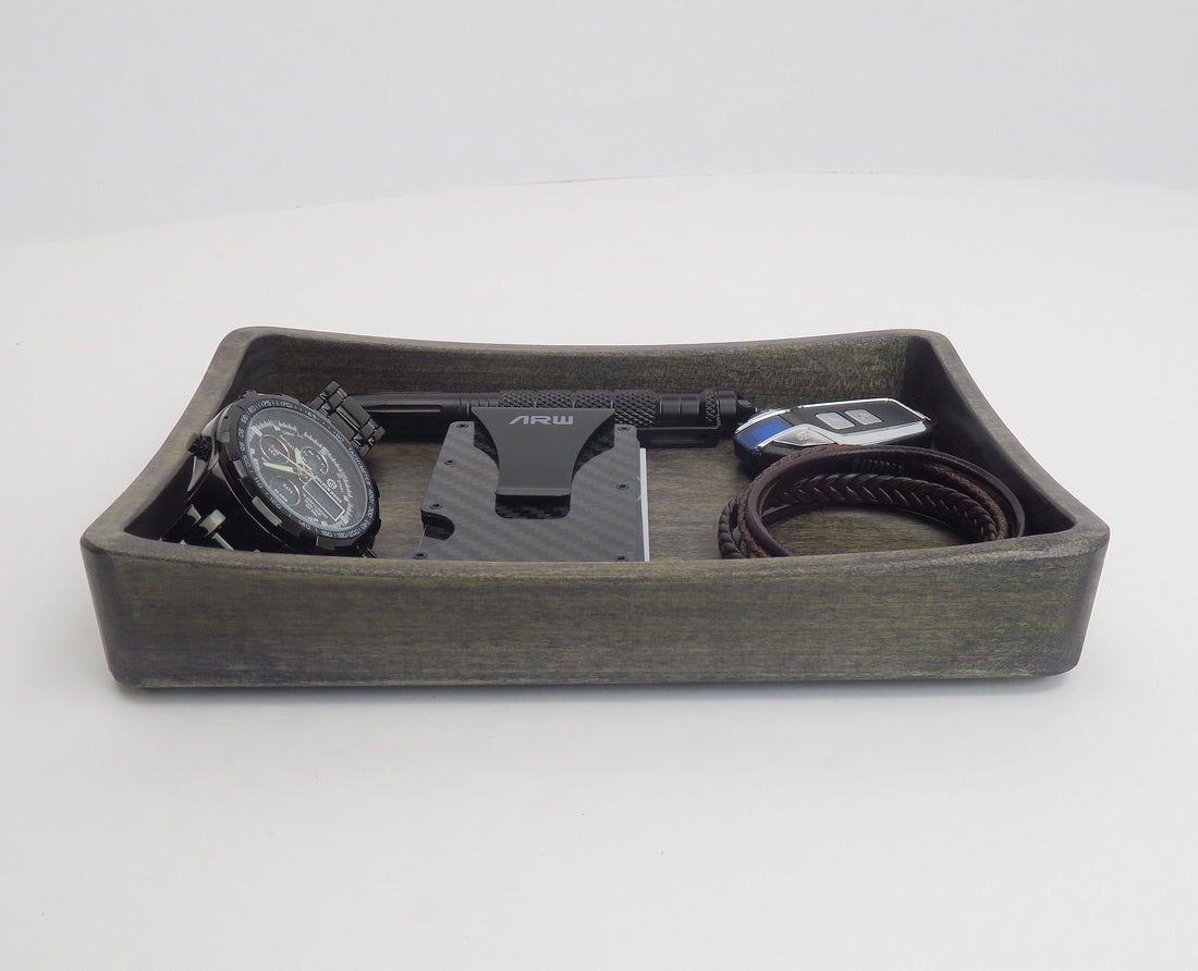 Personal Valet tray,   Wood tray , Charging Station Men, Charging  Standout EDC   