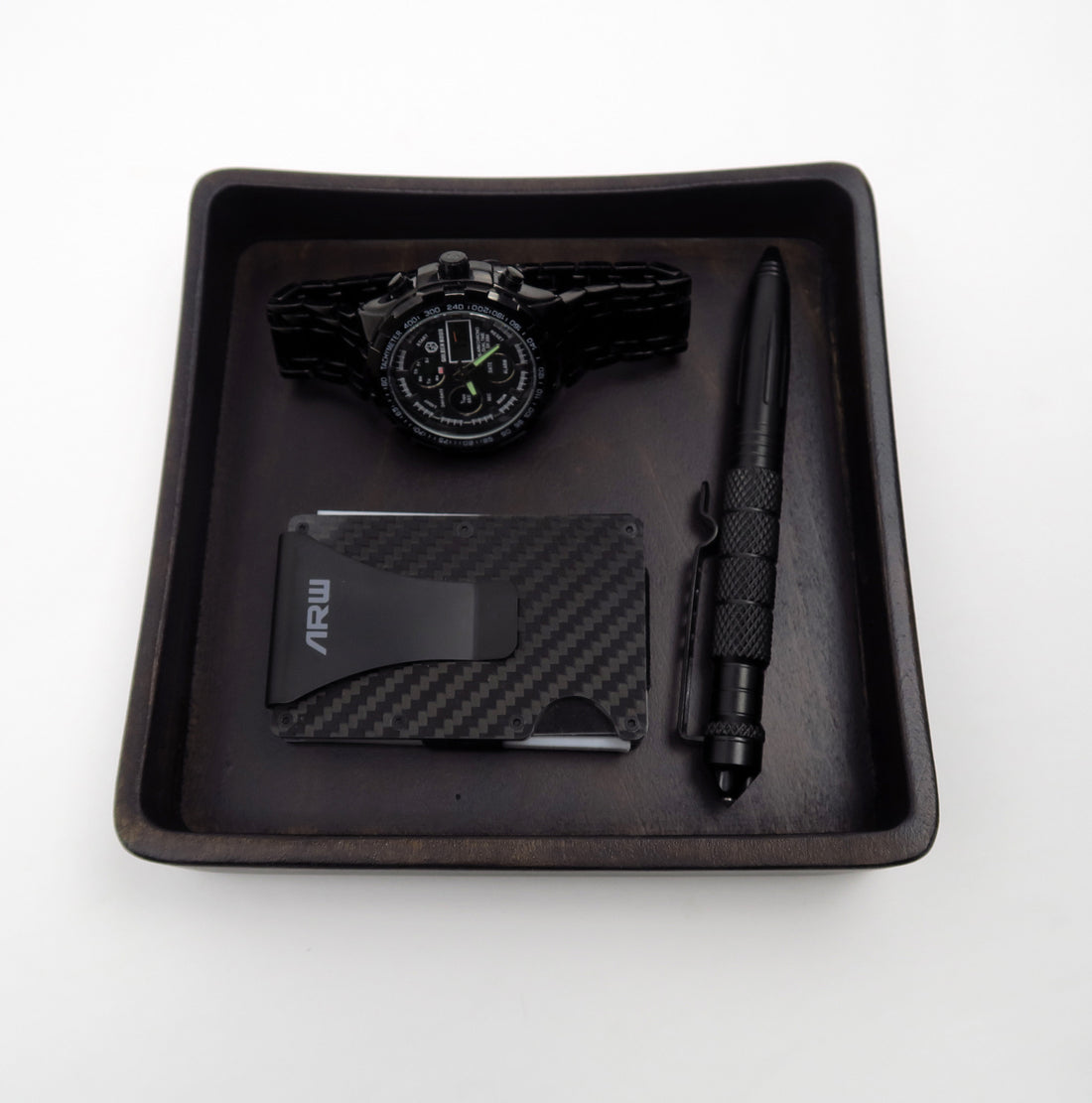 Personal Valet tray,   Square Wood tray , Charging Station Men, iPhone  Standout EDC