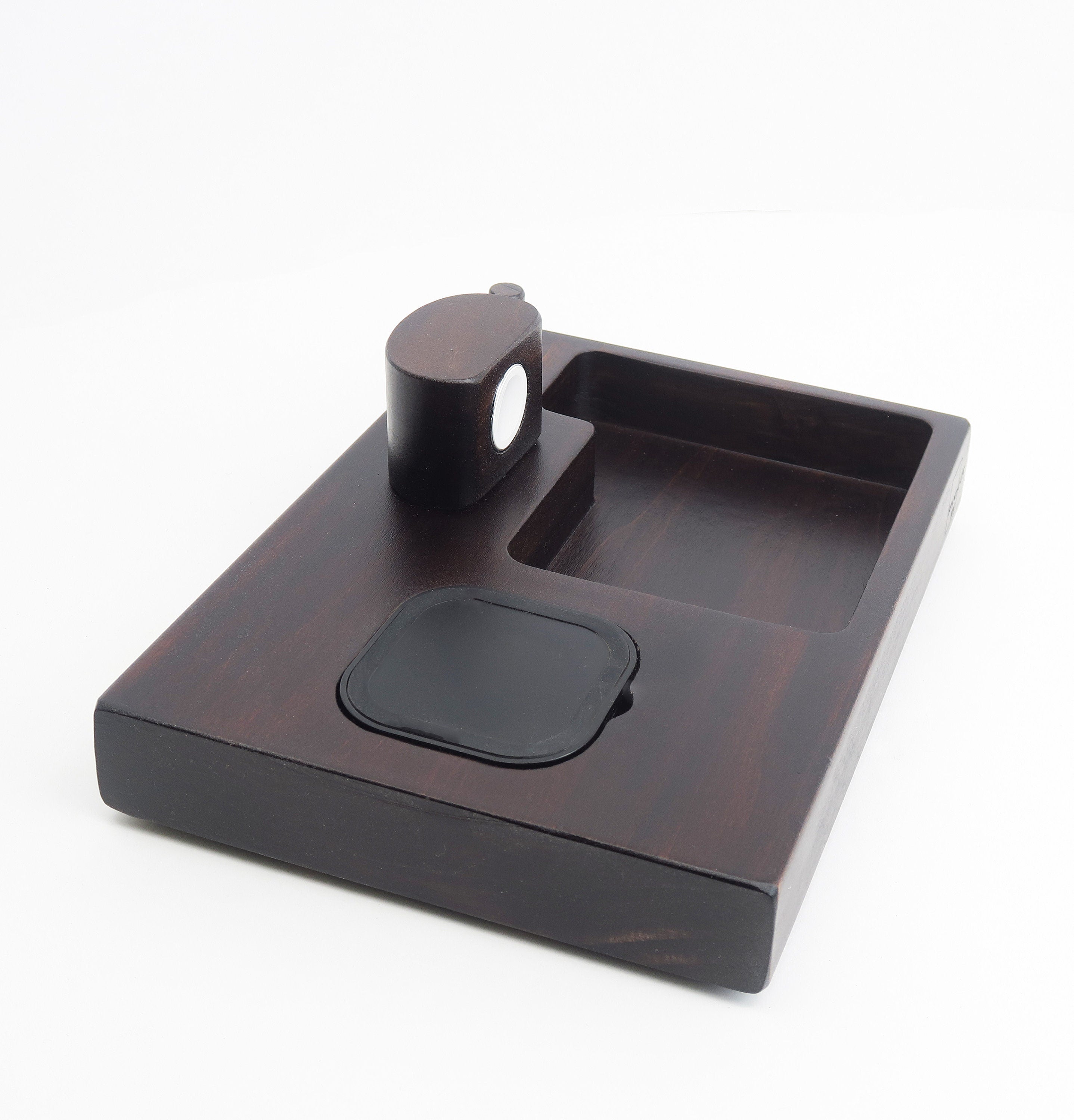 Wireless  Smartphone  and Watch Charging Station Features a hardwood Base  Standout EDC   