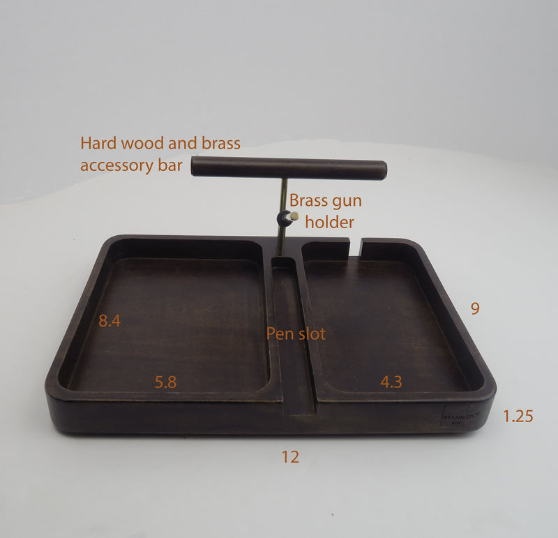 Fathers day gift, organizer with accessory bar , Station for gun, bedside table  Standout EDC   