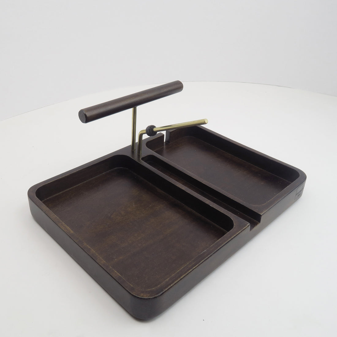 Personalized gift, organizer with accessory bar , Station for EDC, bedside table solid brass EDC holder, EDC tray.
