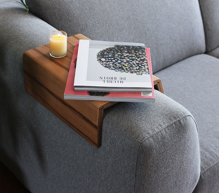 Angled couch arm table/ Angled sofa table, sofa shelf, couch shelf, couch  Standout EDC